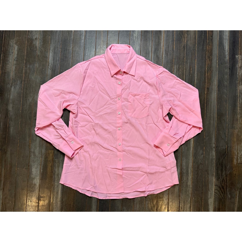 SHEIN Pink Long Sleeve Button Down Shirt Pointed Collar